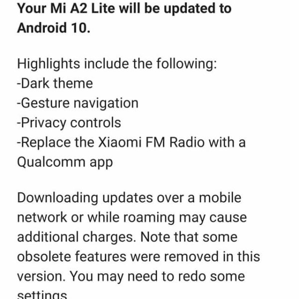 Có nên tải update cho Mi A2 Lite Android 10
